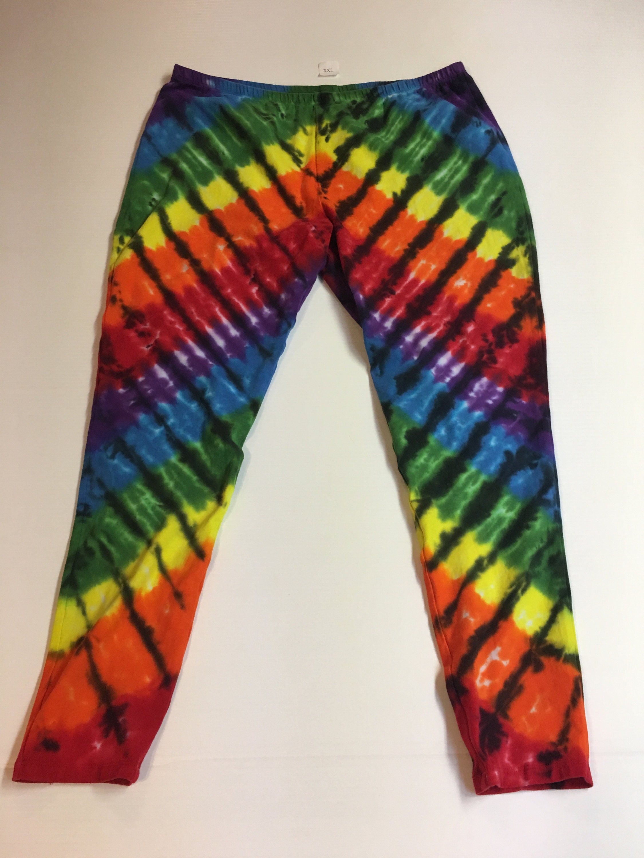 Rainbow stained glass Tie Dyed leggins / yoga pants all sizes