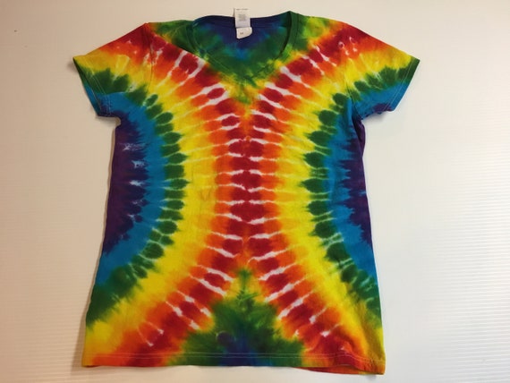 Ladies One of a Kind Rainbow Tie Dyed V Neck