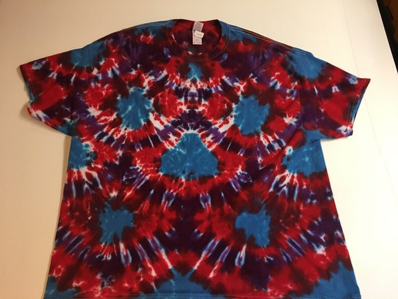 Fish Scale Pattern Tie Dyed Crew Neck Tee shirt 3XL