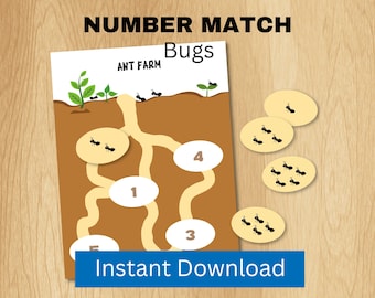 Ant Farm Counting Game, Toddler Busy Binder, Number Match (Digital Download)