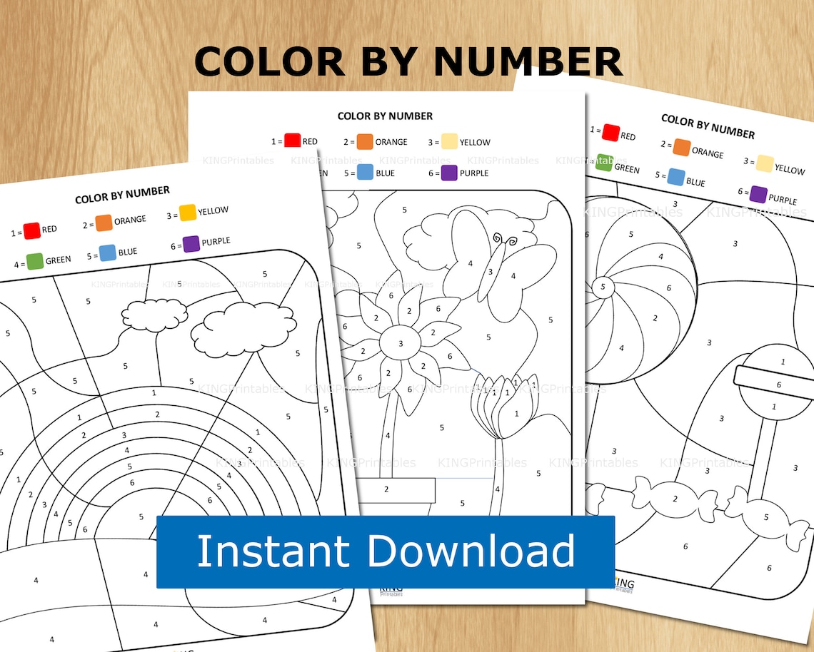 Color by Number Printable for Kids Preschool Coloring Pages Etsy