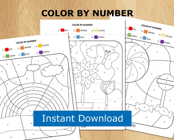 color by number printable for kids preschool coloring pages etsy