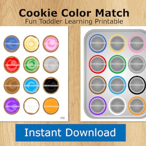 Cookie zum ausdrucken, Farbsortierung, Lernordner für Kleinkinder, Vorschulaktivitäten, 2 Jahre alte Aktivität, druckbares ruhiges Buch, Reisespiele