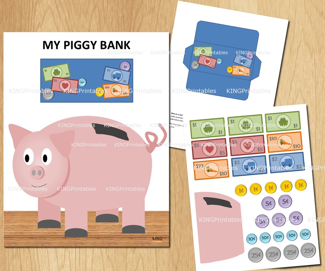 Toddler Piggy Bank Printable Money Educational Toys - Etsy