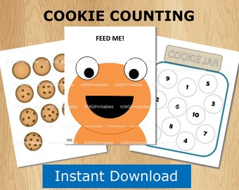 Toddler Counting Printables, Busy Binder Pages, Teaching Numbers 1-10, Quiet Time Game, Cookie Jar