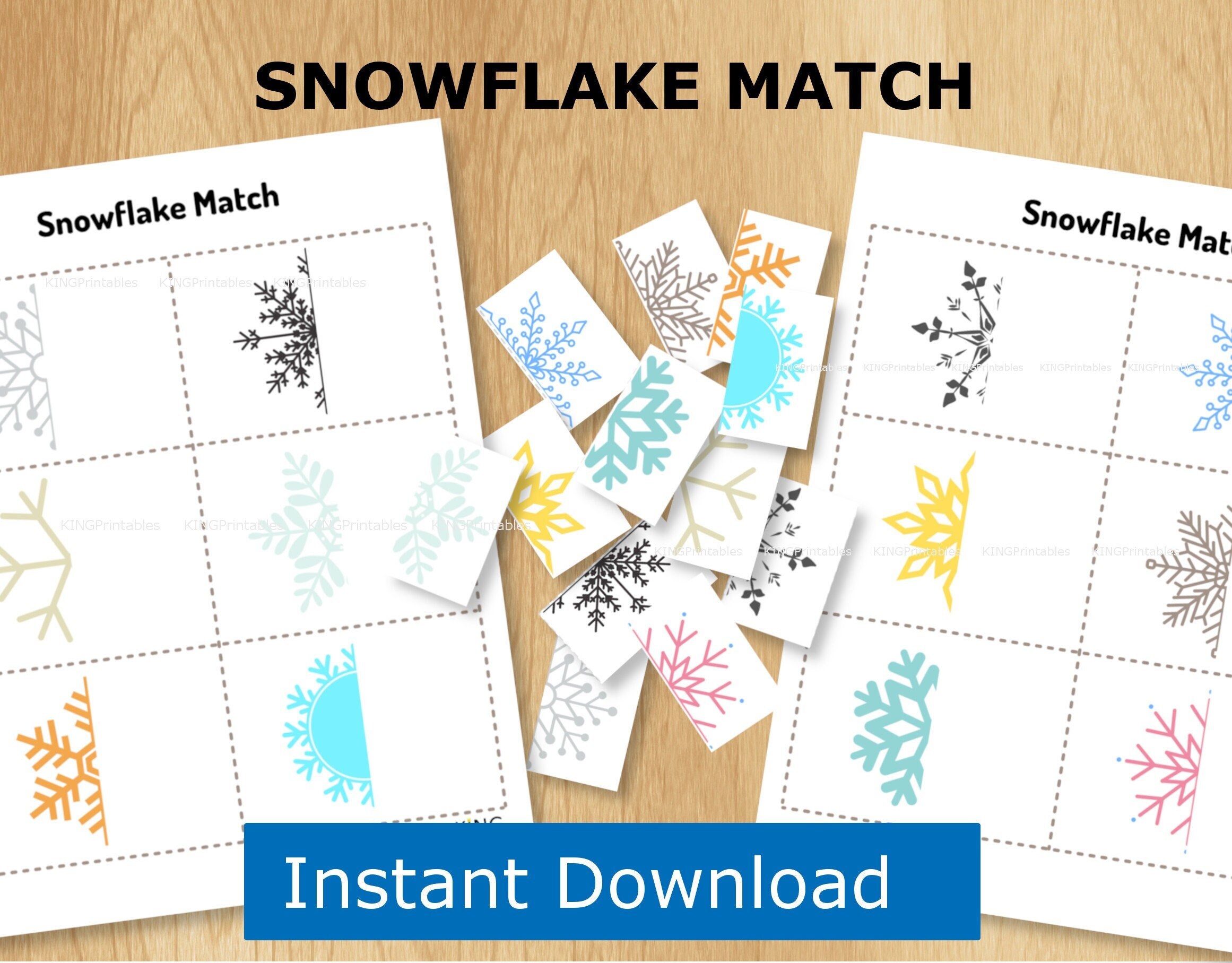 Printable Snowflake Matching, Winter Busy Binder Page, Toddler Pattern ...