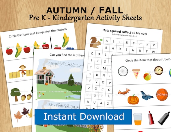 Fall Printable Kids Kindergarten Activity September Remote | Etsy
