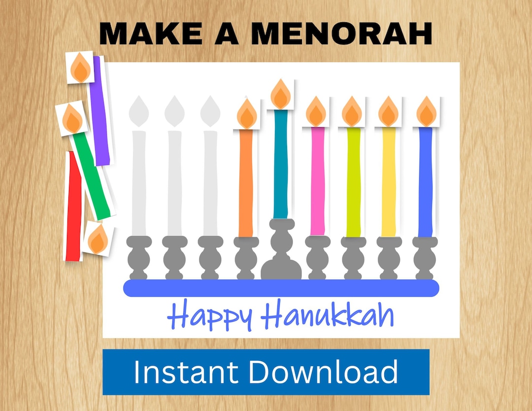 Printable Hannukah Craft Kids, Toddler, DIY Menorah Preschool