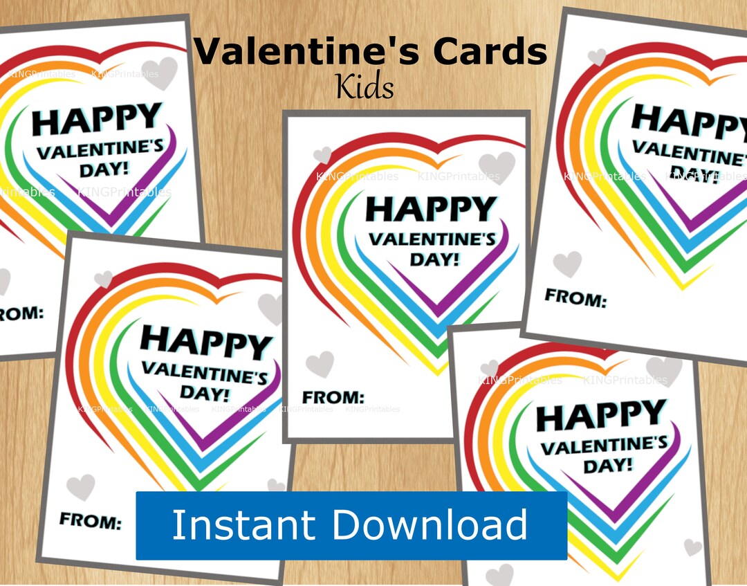 Rainbow Heart Valentines Cards, Gender Neutral, Preschool Classroom ...