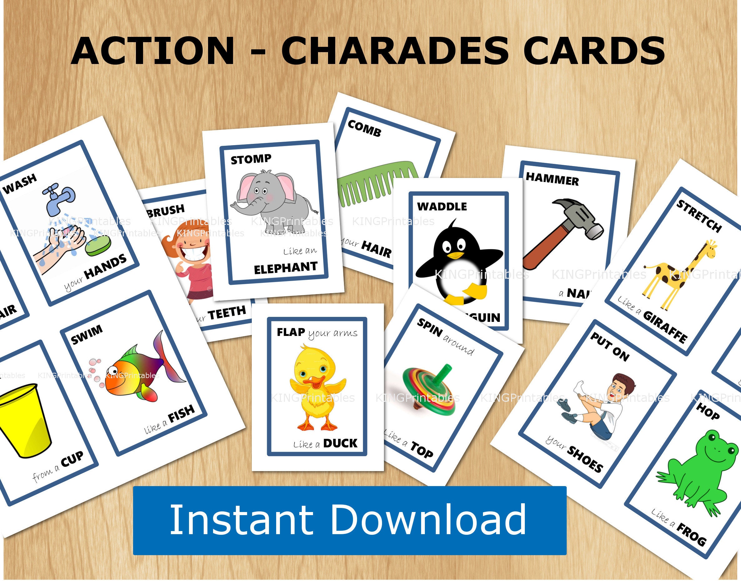 Birthday Charades Game for Kids | Travel Games | Printable Memory Game |  Children's Fun Charade | Sleepover Activity | Fun Kid's Birthday!