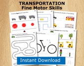 Transportation BusyBook Activity Pages, FineMotor Skills, Preschool Learning Pack, File Folder Games, Pre-k Worksheets, Toddler Busy Book