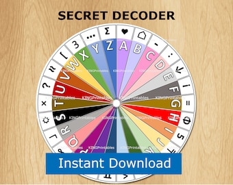 Decoder Wheel Printable, Secret Codes for Kids, Cypher Download, Spy Gadget, Escape Room Puzzle, Top Secret Agent, Pretend Play, File Folder