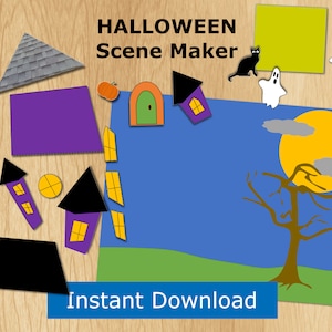 子供向けの印刷可能なハロウィーンクラフト、お化け屋敷、幼稚園のファイルフォルダーゲーム、幼稚園のアクティビティ、教室のリソース