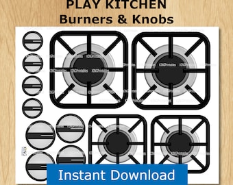 Printable Stove Burners, Pretend Play Kitchen Stove, Play Kitchen ...