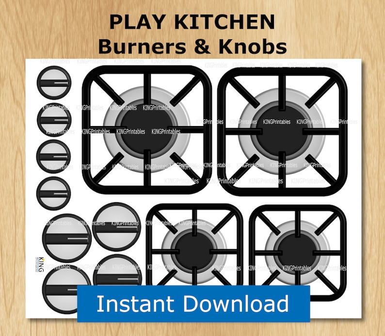 Printable Stove Burners, Play Kitchen Accessories, Toddler Pretend Play ...