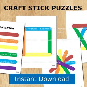 Cartões de padrões de palitos artesanais, atividade para crianças pequenas, hora do silêncio, palitos de picolé gigantes, jogos educativos, atividade de combinação de cores, Montessouri