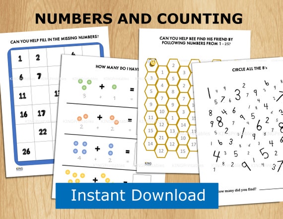 Kindergarten Math Worksheets, Counting to 20, Maze Activity (PDF Pattern)