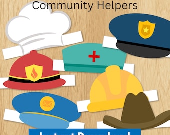 Sombreros de ayudante comunitario imprimibles, disfraz para juego de simulación (patrón PDF)