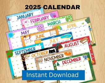 Printable 2025 Calendar, Kids Calendars, Preschool Classroom Monthly Calendar, KidsCalendar, Homeschool Calendars, Cute Simple Calendars