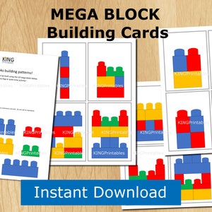Bezige tasactiviteiten voor peuters, puzzels voor de kleuters, Mega Blok-bouwsjablonen, educatieve printables, teletherapiespellen voor kinderen