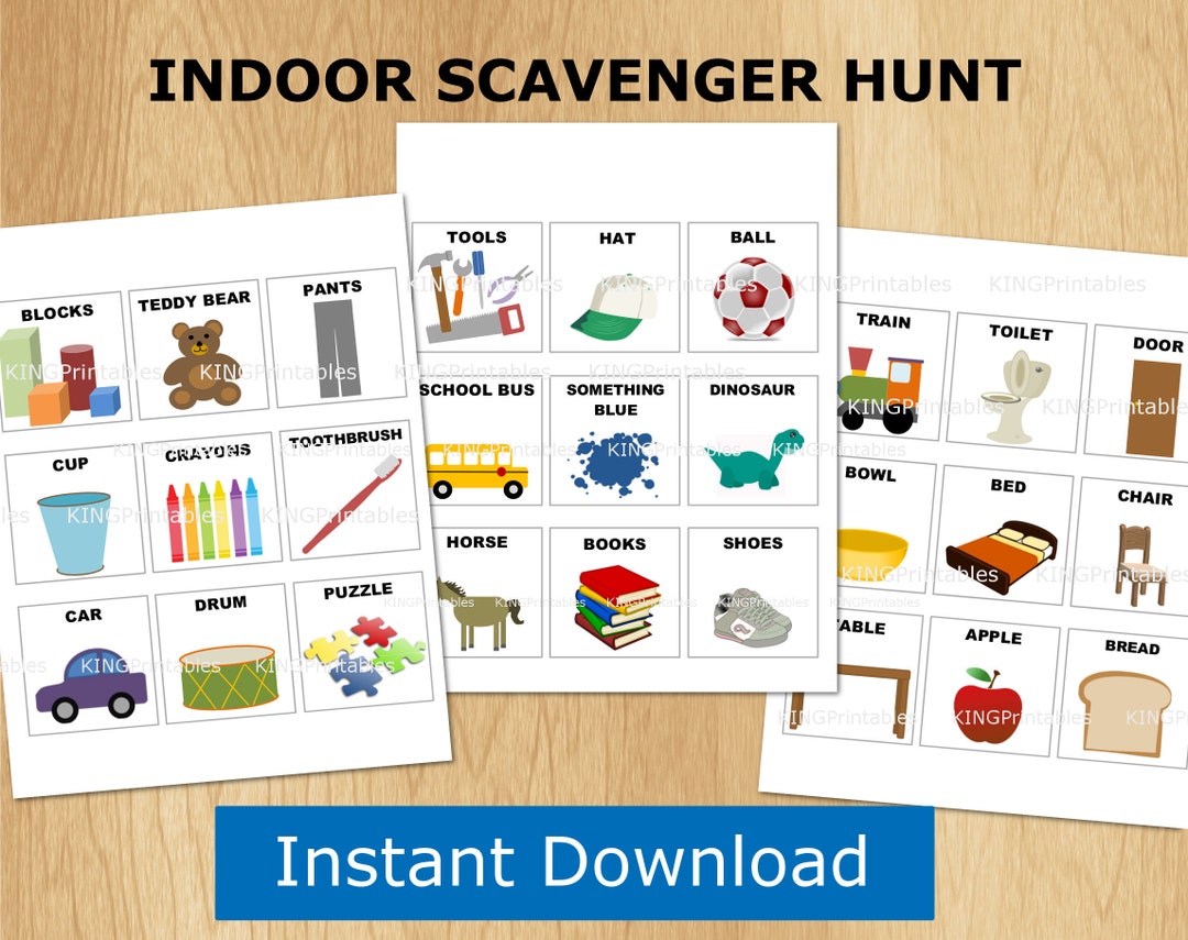 Indoor Scavenger Hunt Kids Printable Preschool Games Toddler
