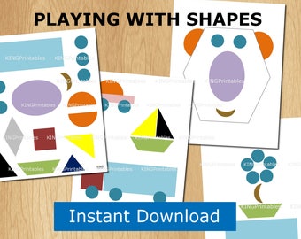 Formen Puzzle zum ausdrucken, Vorschularbeitsblatt, gebundenes Buch (PDF-Muster)