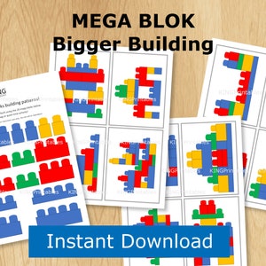 Mega Blok Gebäudekarten, Aktivitäten für Vorschulkinder, Puzzles für Kleinkinder, lehrreiche Ausdrucke, Teletherapie-Spiele für Kinder