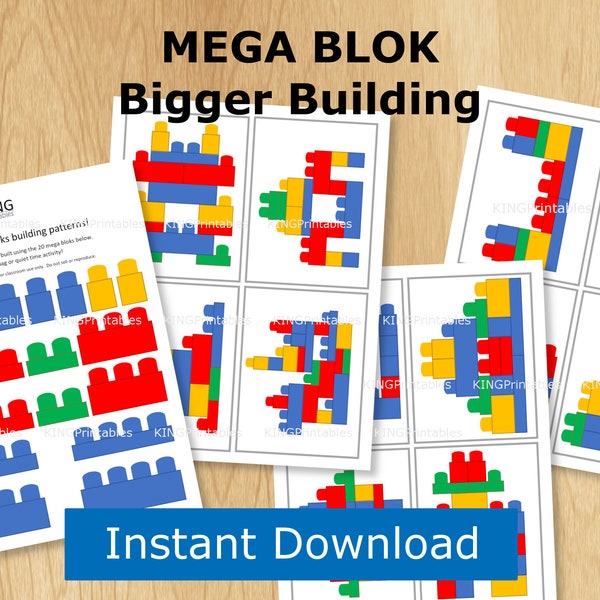 Mega Blok Building Cards, Preschool Busy Bag Activities, Toddler Puzzles, Educational Printables, Teletherapy Games for Kids