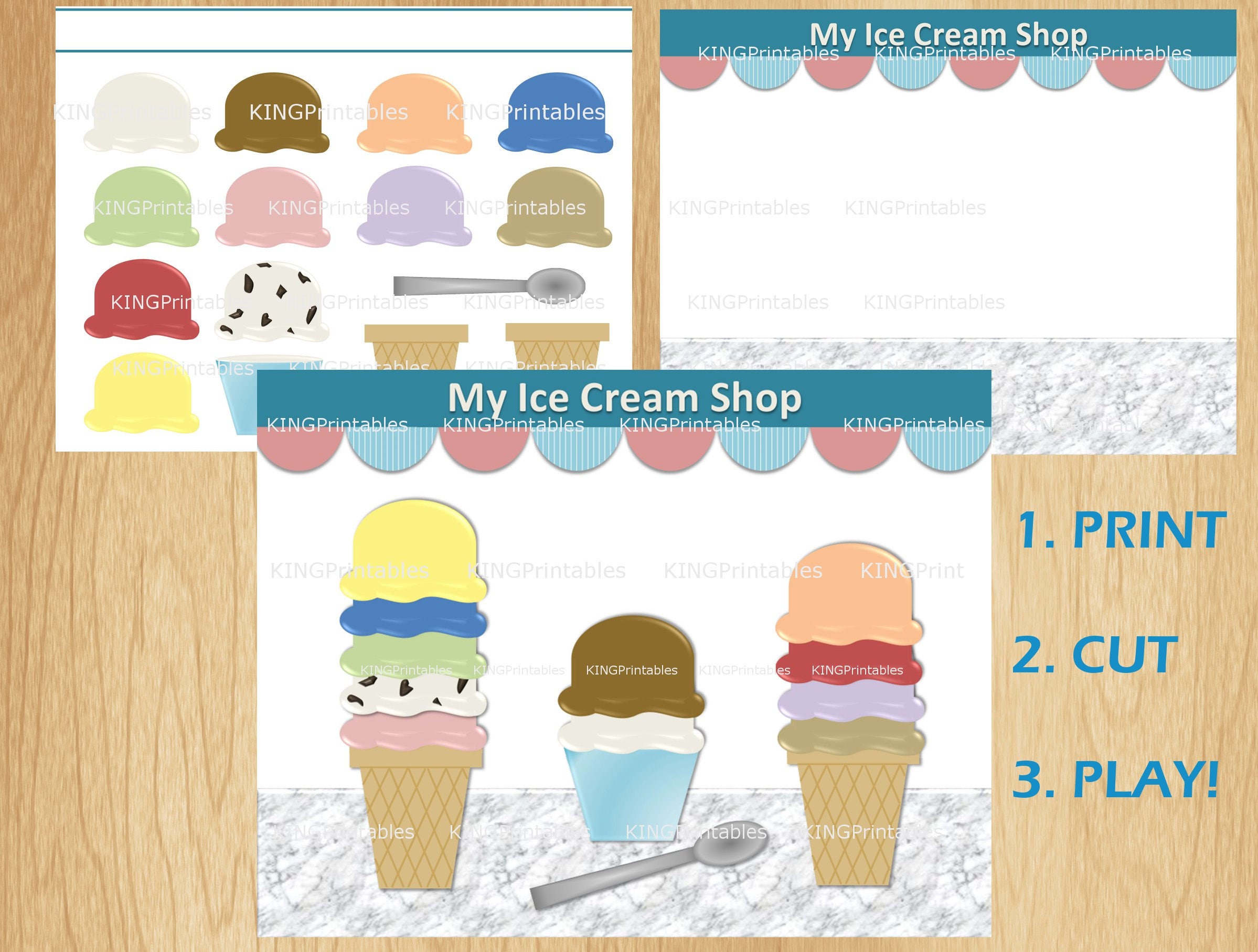 Ice Cream Shop, Printable Quiet Book, File Folder Games, Kids Learning Toy, Color Game, Ice Cream Party