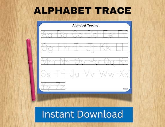 Alphabet Letter Tracing Worksheet, ABC Writing Practice (Instant Download)