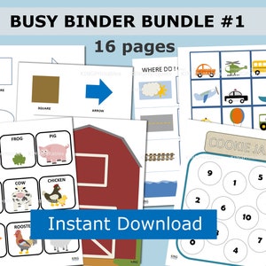 Printable Busy Book, Colorful Toddler Quiet Book, Educational Activities for 3 Year Old, Color Matching, Shapes, Numbers to 10, Homeschool