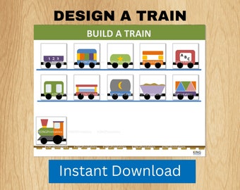 Build a Train, Toddler Games, Train Theme Birthday, Printable Activities, kids wall games, busy board, file folder games, kids wall decor