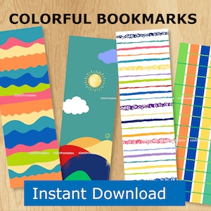 Printable Bookmarks for Kids, Colorful Printables for Boys, Instant Download Gift Tags, Gender Neutral Design, Classroom Teacher Gift