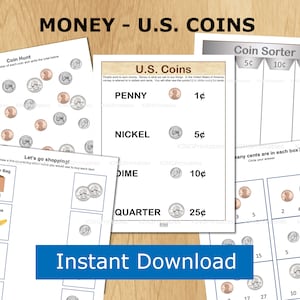 Learning Money Activities, Teaching Printables, Coin Sorter, Kindergarten Homeschool Worksheets, Early Math, Quiet Time for Kids