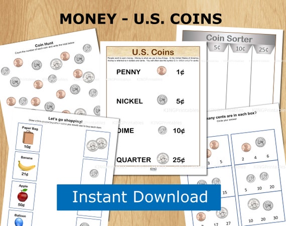 Learning Money Activities Teaching Printables Coin Sorter Etsy