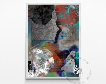 Printable wall art depicting conflicting emotions