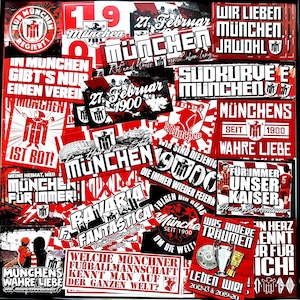 100 x Bayern München Sticker inspiriert von FCB Anhänger Flagge Sticker München Poster Fahne Ultra Trikot Schal Flagge Dekoration