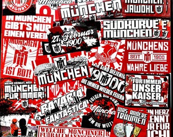 100 x Bayern München Stickers inspiriert von FCB  Aufkleber Fahne Flagge Sticker Munich Poster Fahne Ultra Trikot Schal Flagge Decoration