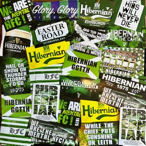 100 x Hibs Aufkleber - Based on Hibernian Easter Road Hibees Edinburgh Football HFC Flagge Poster Schal Shirt Abzeichen Ultras Party Dekorationen