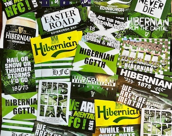 100 x Hibs Stickers - Based on Hibernian Easter Road Hibees Edinburgh Football HFC Flag Poster Scarf Shirt Badge Ultras Party Decorations