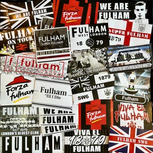 100 x Fulham Aufkleber - Basierend auf FFC Poster Shirt Fußball Schal Pin Abzeichen Programm Banner Craven Cottage Ultras Partydekorationen