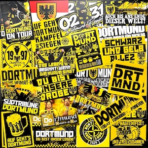 100 x Dortmund Stickers Inspiriert von Aufkleber Fahne Flagge Poster Fahne Ultra Trikot Schal Flagge Dekoration