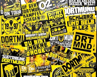 100 x Dortmund Stickers Inspiriert von Aufkleber Fahne Flagge Poster Fahne Ultra Trikot Schal Flagge Decoration