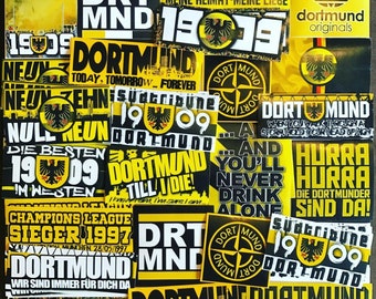 100 x Dortmund Sticker Inspiriert von Aufkleber Fahne Flagge Poster Fahne Ultra Trikot Schal Flagge Dekoration