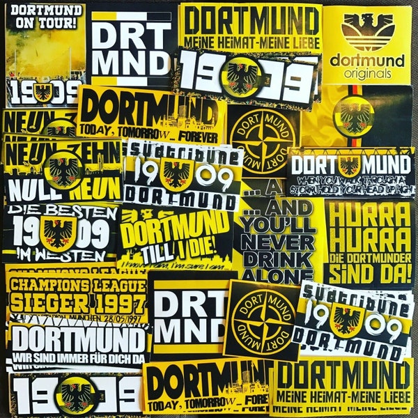 100 x Dortmund Stickers Inspiriert von Aufkleber Fahne Flagge Poster Fahne Ultra Trikot Schal Flagge Decoration