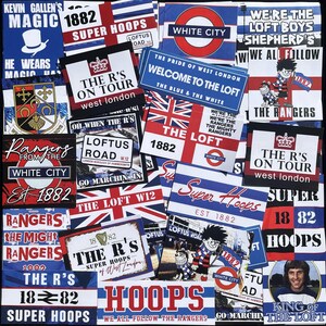 100 x QPR Sticker - Based on Queens Park Rangers Loftus Road Poster Shirt Football Schal Pin Badge Programm Flagge Ultras Partydekorationen
