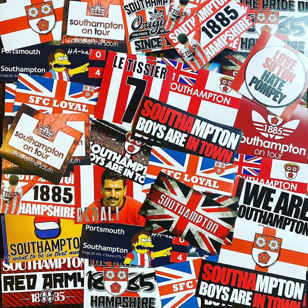 24 X Southampton FC Stickers - Flag Scarf Badge - Scum Army - Football Club Fan Pack