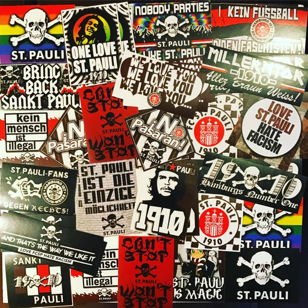 100 x St Pauli Stickers - Inspiriert von FCSP Aufkleber Poster Fahne Millerntor Ultra Trikot Schal Flagge Antifa Shirt Celtic Sankt