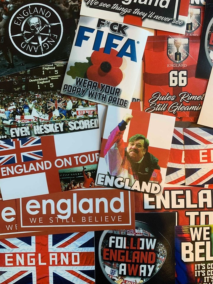 100 X England Stickers - Based on Poster Shirt Scarf Pin Badge ...