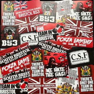 100 Bristol City Aufkleber - Based on Poster Shirt Schal Pin Badge Programm Banner Eastend Forza Flagge Tag Ultras BCFC 3 Lions BS3